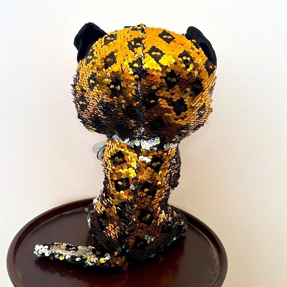Brand New Ty Flippables STERLING Leopard Beanie Boos Sequins Plush 9" Medium - Picture 5 of 13